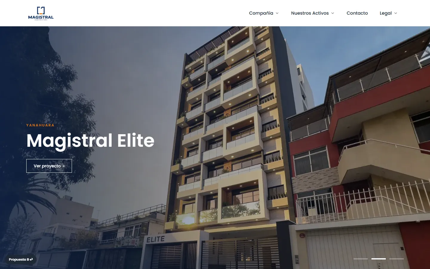 Portada con slider de fotos del edificio Magistral Elite