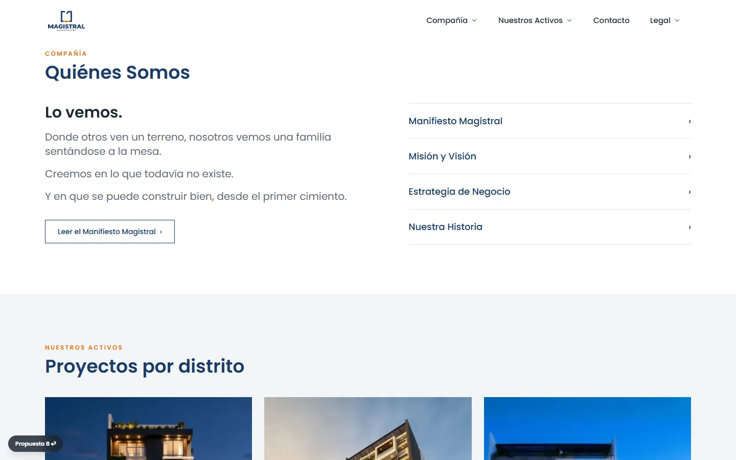 Sección Quiénes Somos con el texto del cliente